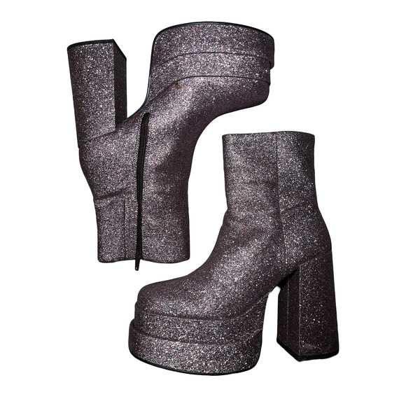 Steve Madden Boots Womens Size 11M Pink Glitter Platform Chunky Heel Disco Shoes - Picture 5 of 13